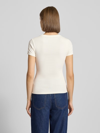 Guess Jeans T-Shirt mit Label-Stitching Ecru 5
