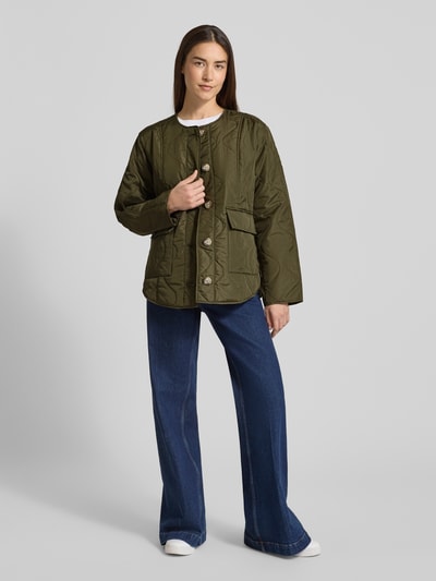 Vero Moda Regular fit gewatteerd jack met enkele knoopsluiting, model 'MILLIE' Olijfgroen - 1