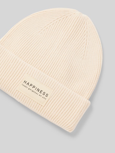 Only Beanie met omslag en labelpatch, model 'ALPHA' Offwhite - 2