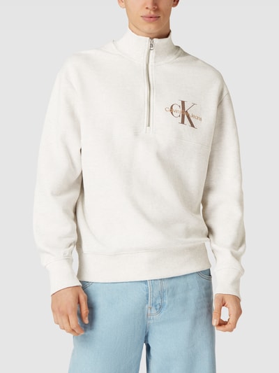 Calvin Klein Jeans Strickpullover mit Label-Details Offwhite Melange 4