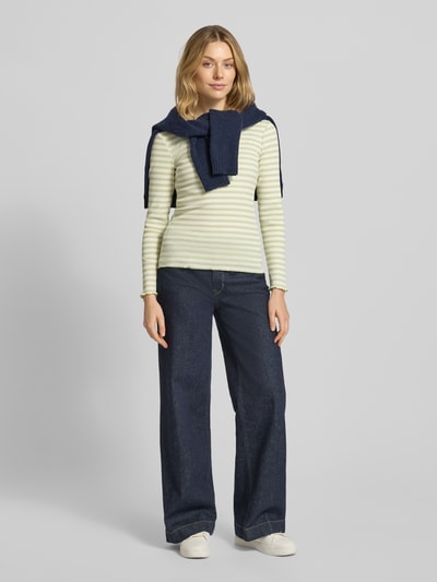 Selected Bluzka z długim rękawem o kroju slim fit z mieszanki bawełny ekologicznej model „ANNA” Trzcinowy 1