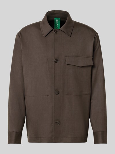 ANNARR Relaxed Fit Hemdjacke mit Brusttasche Modell 'KARL' Dunkelbraun 2