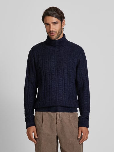 Jack & Jones Premium Gebreide coltrui, model 'BLATRENT' Donkerblauw - 4