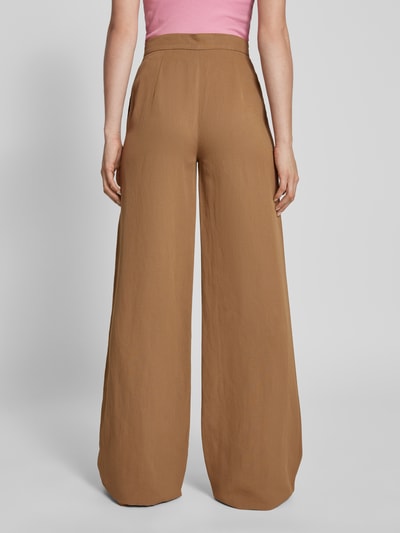 Max Mara Studio Flared cut stoffen broek met steekzakken opzij, model 'GARY' Lichtbruin - 5