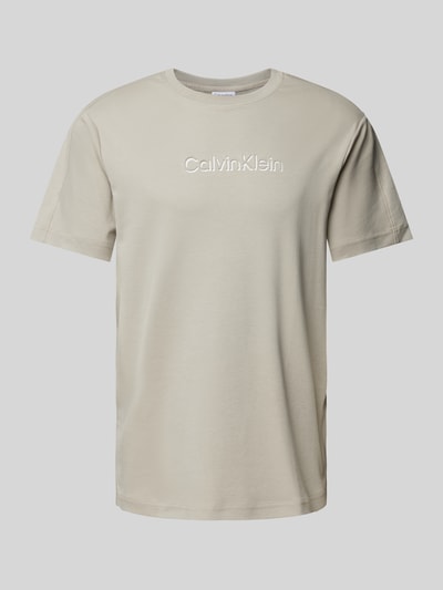 CK Calvin Klein T-shirt z detalem z logo Beżowy 2