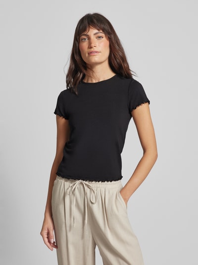 Vero Moda T-shirt met golvende zoom, model 'BARBARA' Zwart - 4