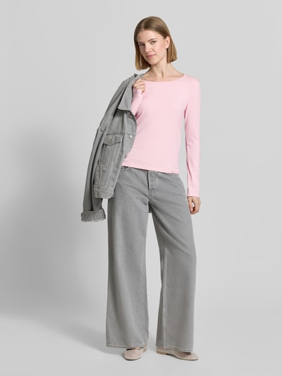 ZABAIONE Longsleeve mit geripptem Rundhalsausschnitt Rosa 1