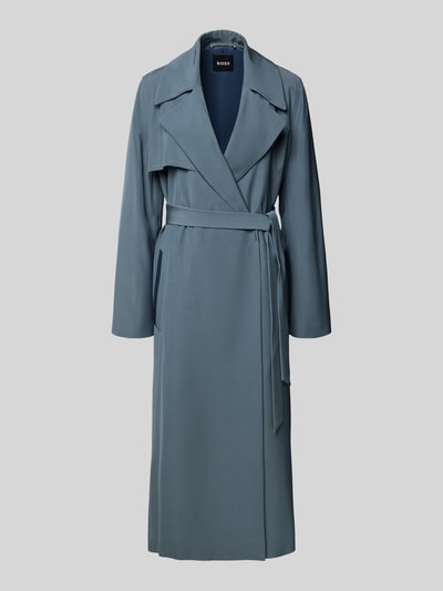 BOSS Regular fit trenchcoat met strikceintuur Rookblauw - 2