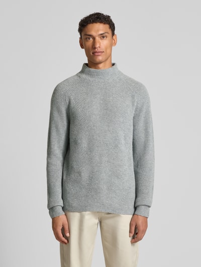 MAERZ Muenchen Gebreide pullover van een mix van scheerwol en alpaca met opstaande band Lichtgrijs - 4
