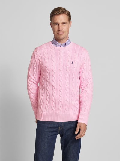 Polo Ralph Lauren Strickpullover mit Zopfmuster Modell 'DRIVER' Rosa 4