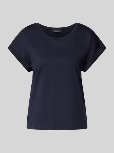 monari T-shirt met geribde ronde hals Marineblauw - 2