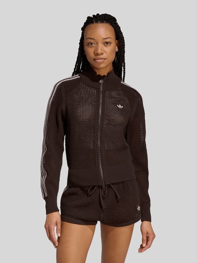 adidas Originals Bluza treningowa w fasonie krój slim fit o wyglądzie dzianiny model 'FIREBIRD' Czekoladowy 4