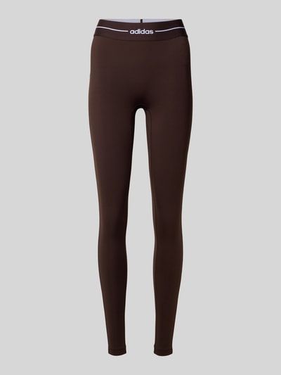 Produktfoto, Regular Fit Leggings mit Label Print von adidas Sportswear in Braun, unifarben, High Waist, elastischer Bund, Stretch-Webstruktur