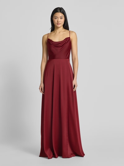 Jake*s Cocktail Maxikleid aus Satin mit Wasserfall-Ausschnitt Bordeaux 4