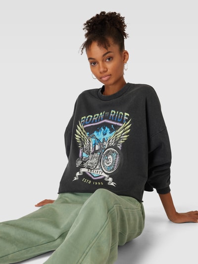 Only Oversized sweatshirt met motiefprint, model 'LUCINDA' Zwart - 3