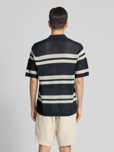 Les Deux Koszula casualowa o kroju regular fit z ażurowym wzorem model ‘Gianni’ Ciemnoniebieski 5