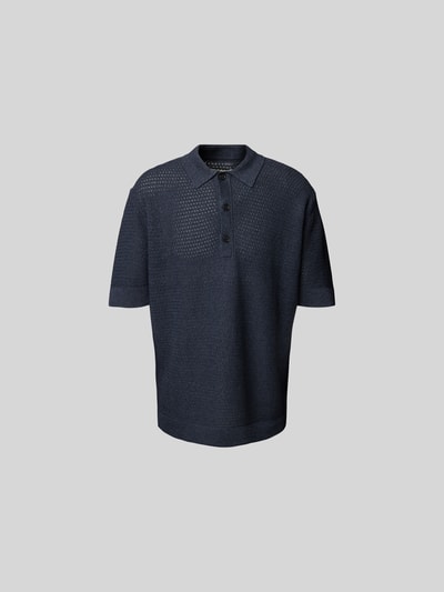 Wood Wood Relaxed Fit Poloshirt in Strick-Optik Blau 2