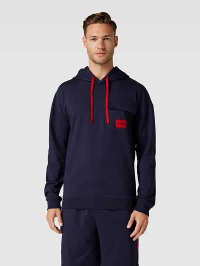 HUGO Hoodie met borstzak, model 'Reverse' Blauw - 4