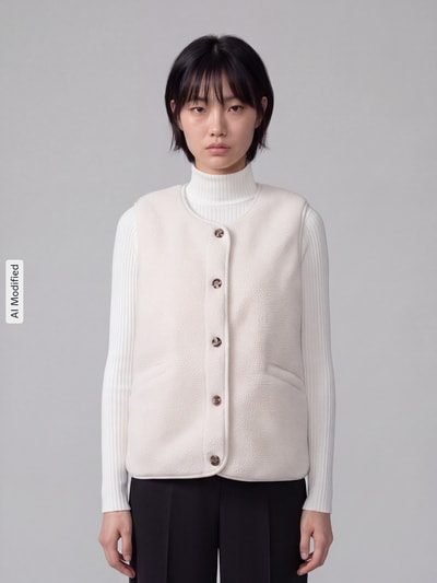 ONLY Kamizelka w stylu teddy, krój regular fit, model 'BABY' Beżowy melanż 4