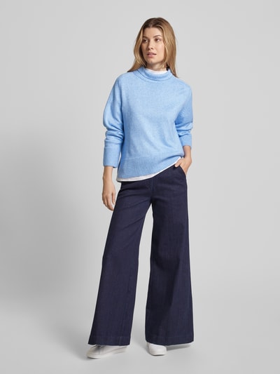 Tom Tailor Regular Fit Strickpullover aus weichem Viskose-Mix mit Stehkragen Hellblau 1