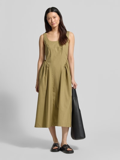 Marella Midikleid mit tiefem Rundhalsausschnitt Modell 'MLLENFASI' Khaki 1
