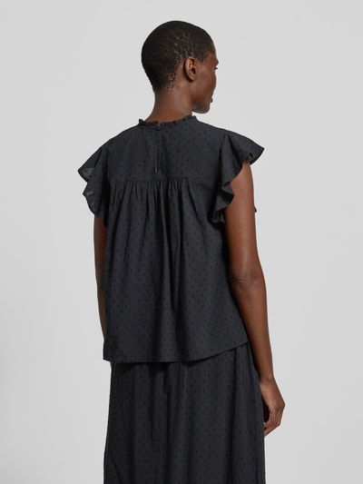 VERO MODA Top bluzkowy o kroju regular fit z czystej bawełny model 'TRINE' Czarny 5