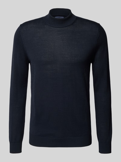 Christian Berg Men Gebreide pullover van een mix van merinowol met opstaande kraag Marineblauw - 2