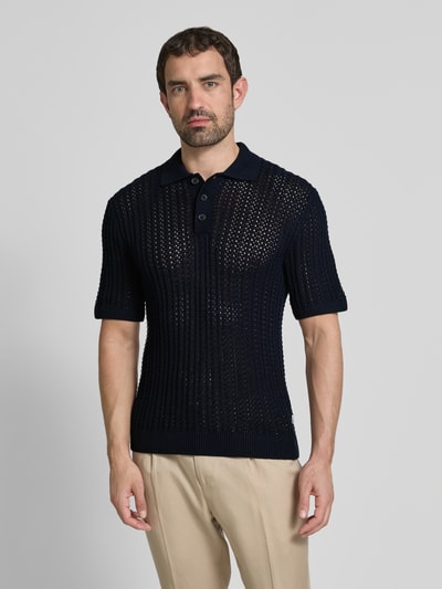 Jack & Jones Premium Poloshirt mit Strukturmuster Modell 'JOEL' Dunkelblau 4