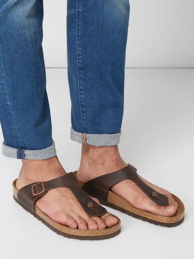 Birkenstock Japonki „Gizeh BS” ze skóry Średniobrązowy 3