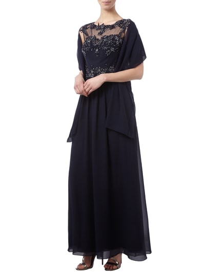 Niente Abendkleid mit Zierborten und Ziersteinen Marine 5