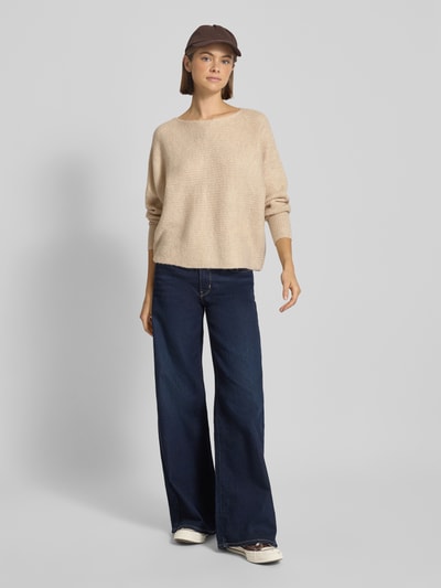 ONLY Regular Fit Strickpullover mit Fledermausärmel Modell 'DANIELLA' Ecru Melange 1