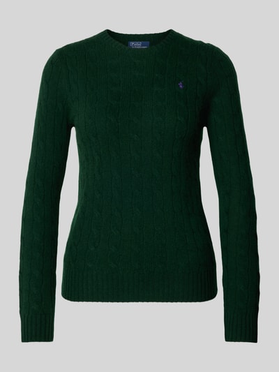 Polo Ralph Lauren Gebreide pullover met ribboorden, model 'JULIANNA' Donkergroen - 1