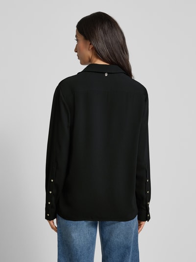 Liu Jo White Bluzka o kroju regular fit z wykładanym kołnierzem Czarny 5
