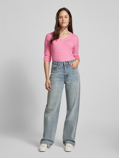 Gant Strickpullover mit Label-Stitching Pink 1