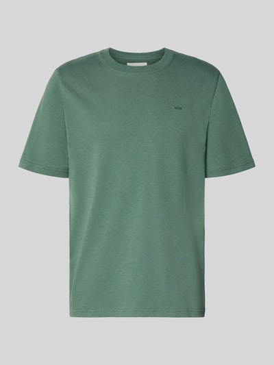Produktfoto, T-Shirt mit Label-Stitching Modell 'Bobby' von Wood Wood, grüne Reine Baumwolle, Gerader-Schnitt, Rundhalsausschnitt, Rückenlänge bei Größe M 72 cm