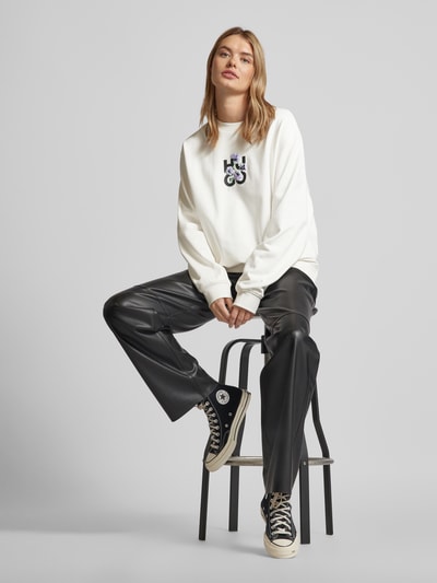 HUGO Sweatshirt mit Label-Print Offwhite 1