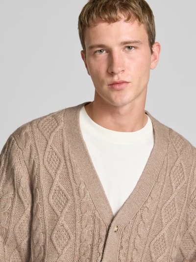 Levi's® Gebreid jack met kabelpatroon, model 'FUNGI HEATHER' Taupe - 3