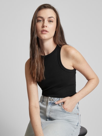 HUGO Tanktop in riblook, model 'THE PLAIN' Zwart - 3