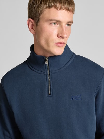 Superdry Sweatshirt mit Troyer-Kragen und Logo-Stitching Dunkelblau 3
