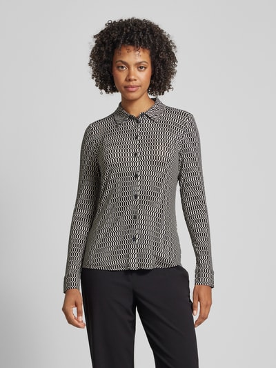 Marc O'Polo Regular fit blouse met lange mouwen en all-over motief Zwart - 4