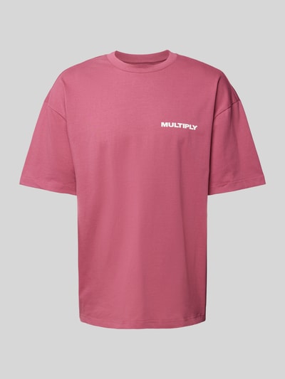 Multiply Apparel T-shirt o kroju oversized z nadrukiem z logo Mocnoróżowy 2
