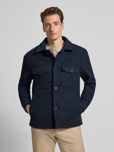 SELECTED HOMME Regular fit wollen jack met platte kraag, model 'MITCH' Marineblauw gemêleerd - 4