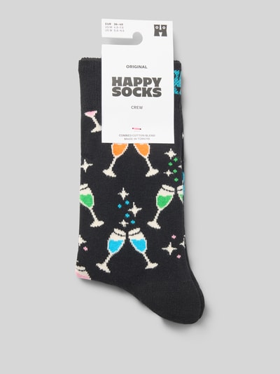 Happy Socks Socken mit Motiv-Stitching Modell 'Cheers' Black 3