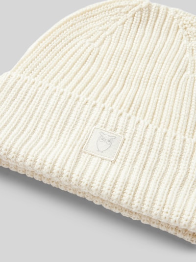 Knowledge Cotton Apparel Beanie met omslag en labelpatch Offwhite - 2