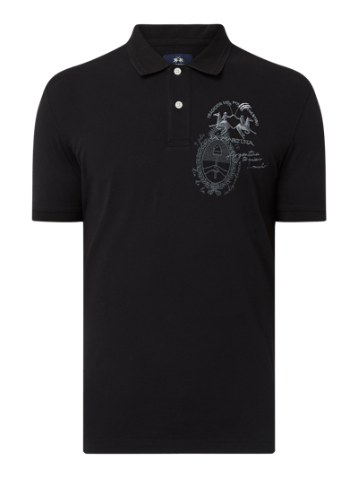 La Martina Poloshirt met geborduurd logo, model 'Quito' Zwart - 2