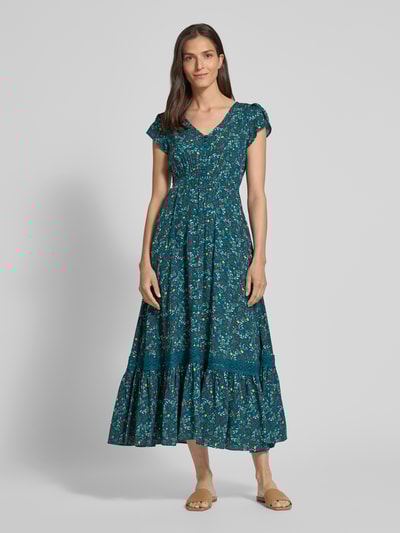 Apricot Midikleid aus Viskose mit Knopfleiste Gruen 4