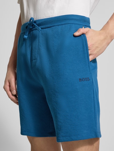 BOSS regular fit sweatshort van katoenmix model 'WAFFLE SHORTS' Blauw - 3