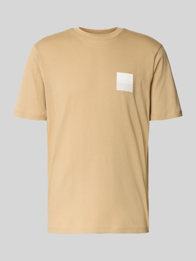 HUGO T-shirt met labelprint en ronde hals, model 'Dapusi' Beige - 2