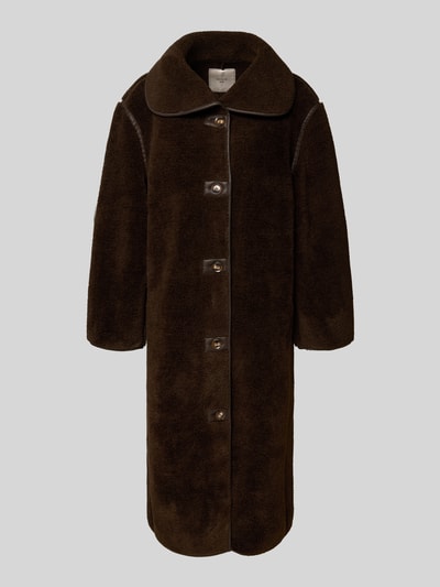 Neo Noir Lange jas van teddybont, model 'Carmen' Donkerbruin - 2