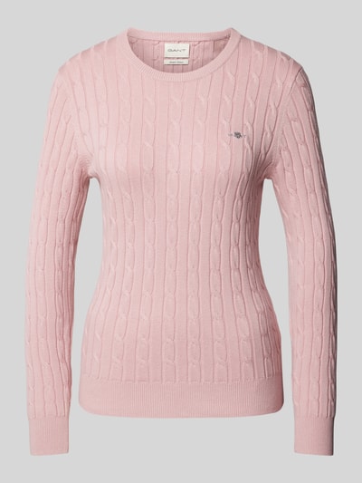 Gant Gebreide pullover met labelstitching Oudroze - 2